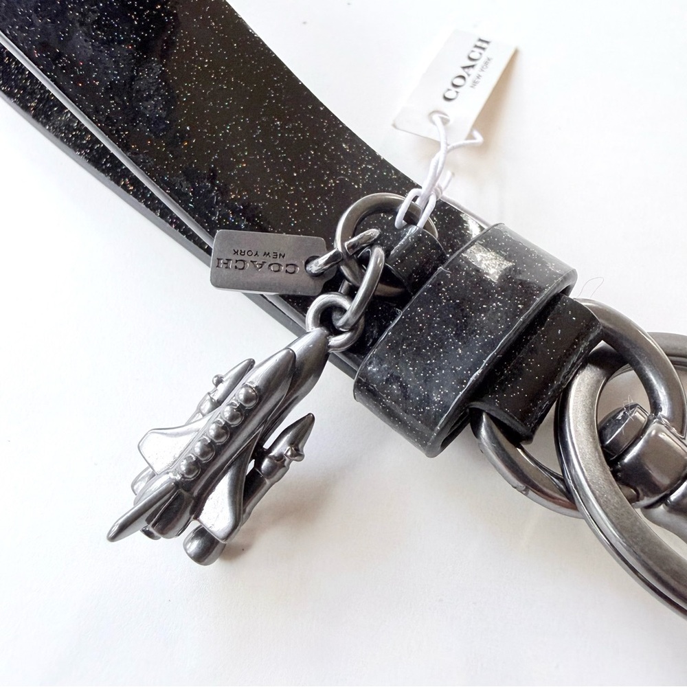 NWT Coach x NASA Limited Edition Glitter Patent Key Fob/Bag Charm - Picture 7 of 16